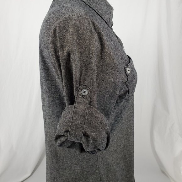 JL❤ Button Front Collared Shirt Gray Womens Large - Picture 9 of 14